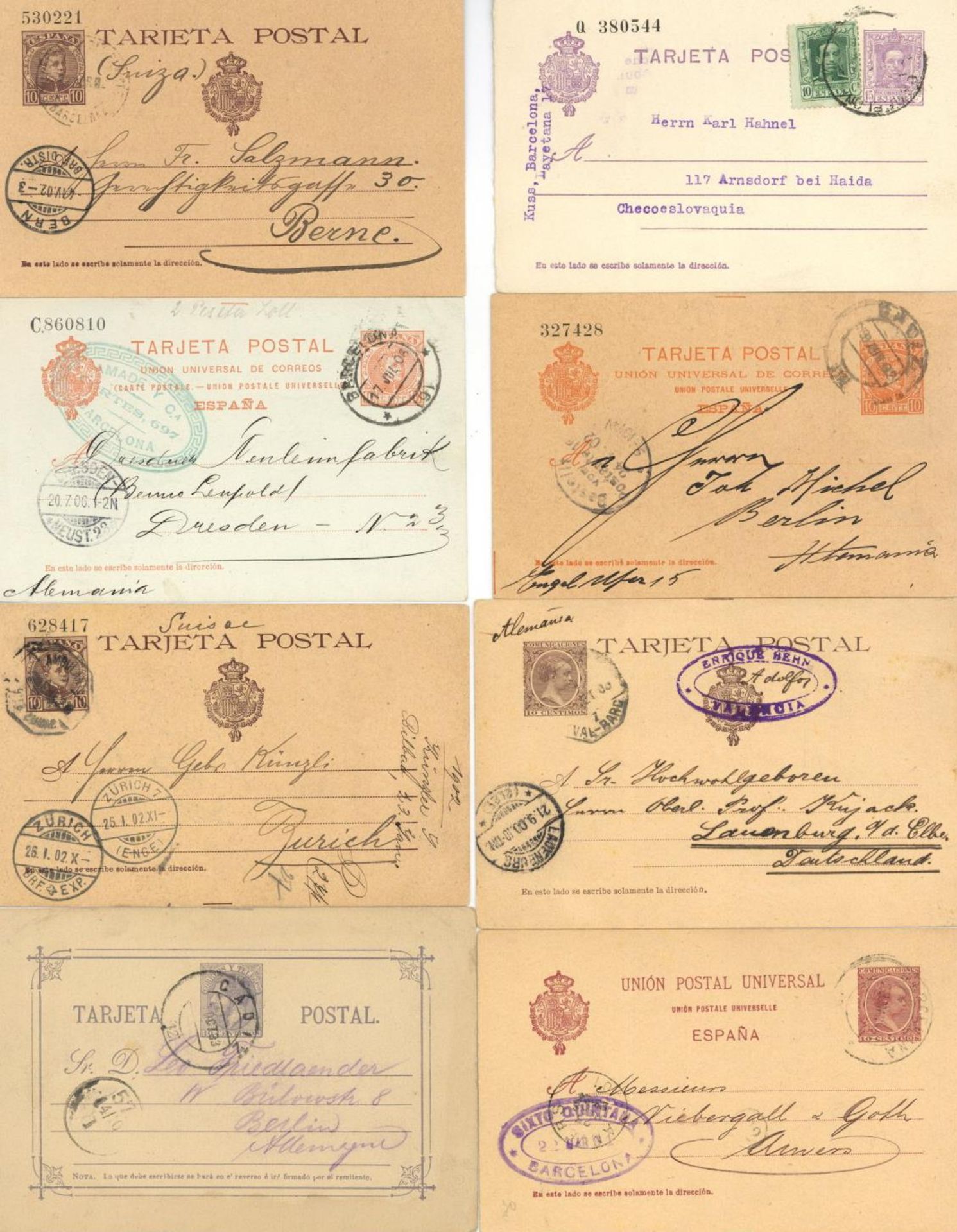Spanien Ganzsachen 1882/1930 ca. 110 gebrauchte Ganzsachenpostkarten, dabei 1x von Port-Bou,