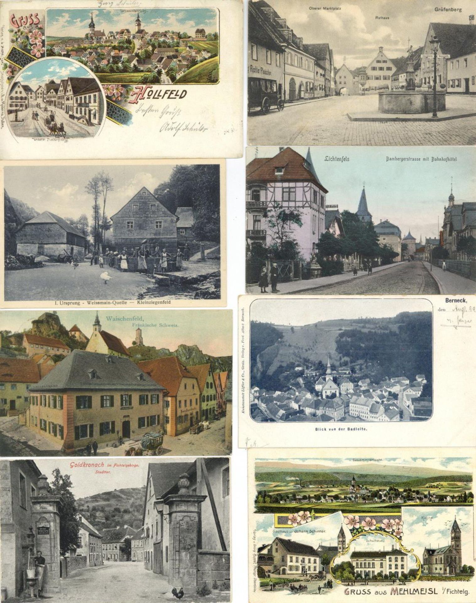 Bayern Franken Album mit circa 550 Ansichtskarten meist vor 1945 dabei div. Lithos schöne Sammlung