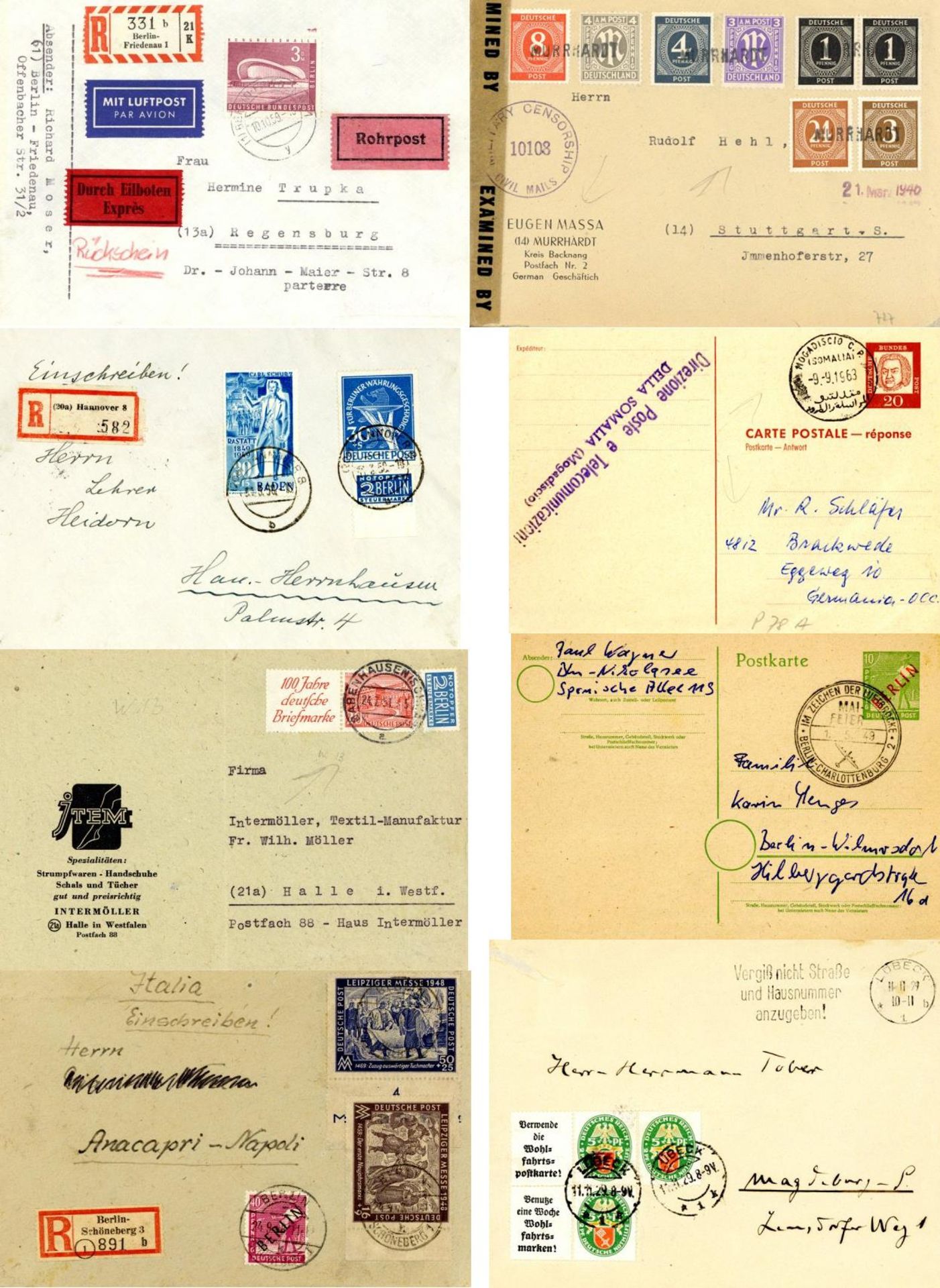 DEUTSCHLAND ca. 1929-1970 - schöner BRIEFPOSTEN von über 350 Belegen - viel BERLIN meist aus den