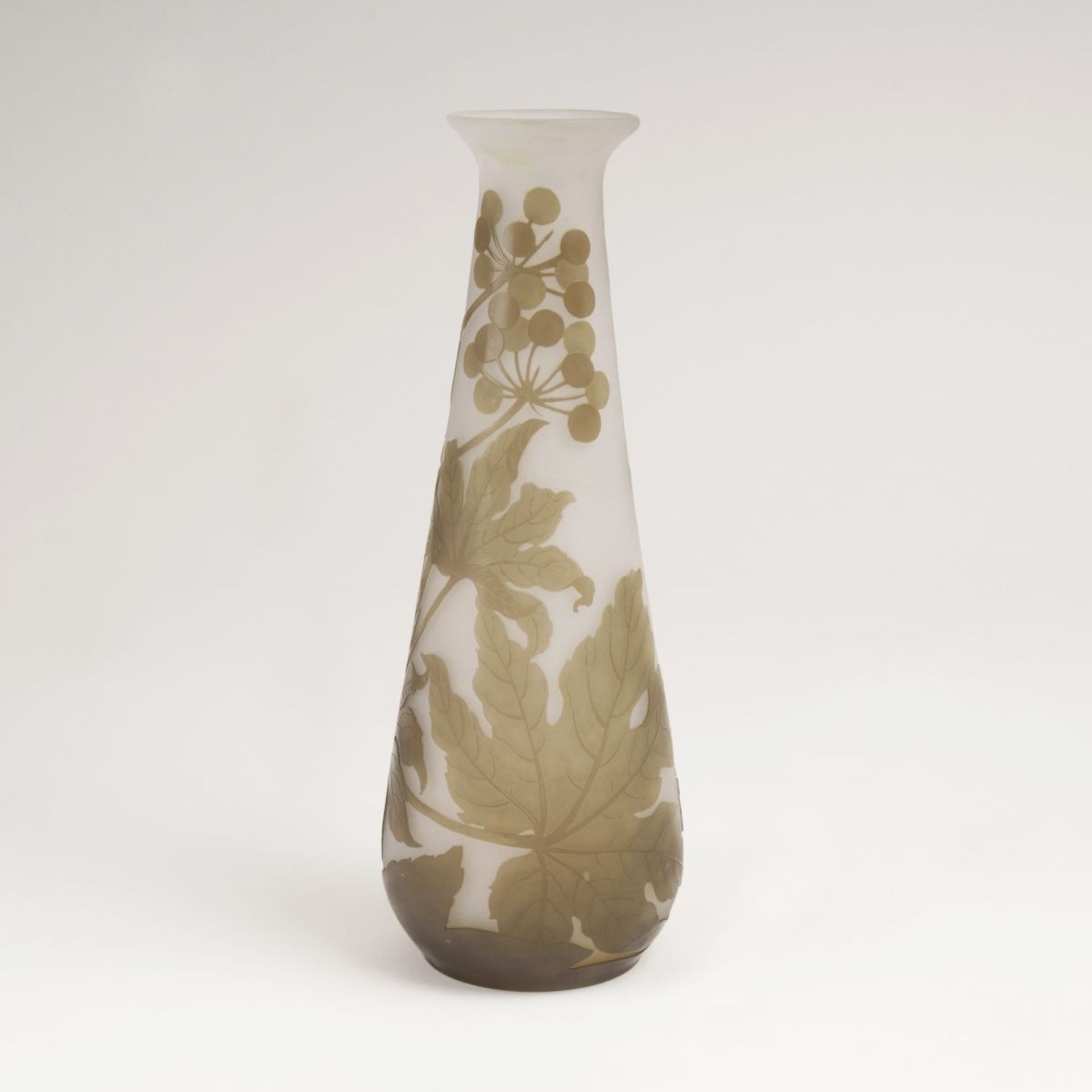 A Conical Art Nouveau Gallé Vase with Grapevine<