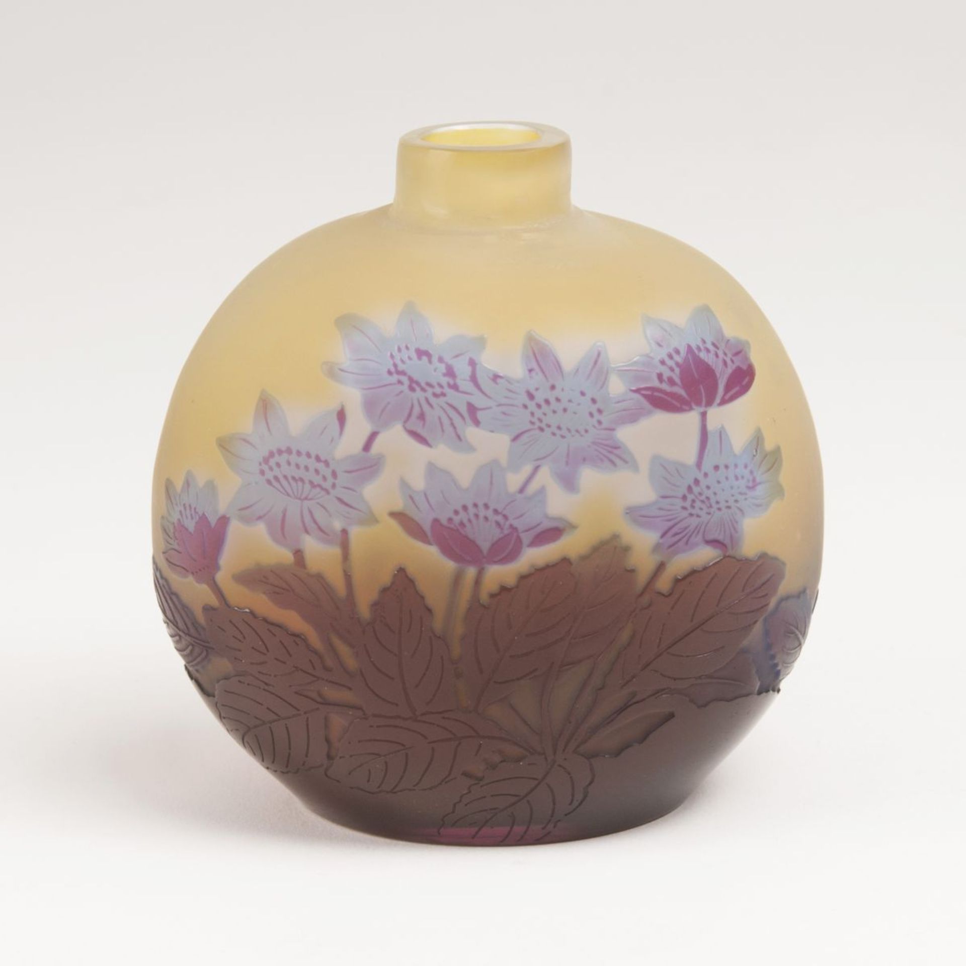 A Rare Gallé Flacon Vase with Anemones<