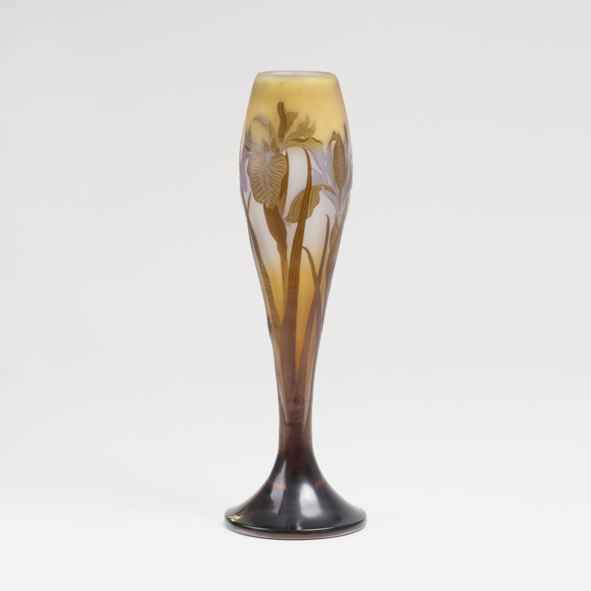 An Elegant Gallé Stem Vase with Irises<