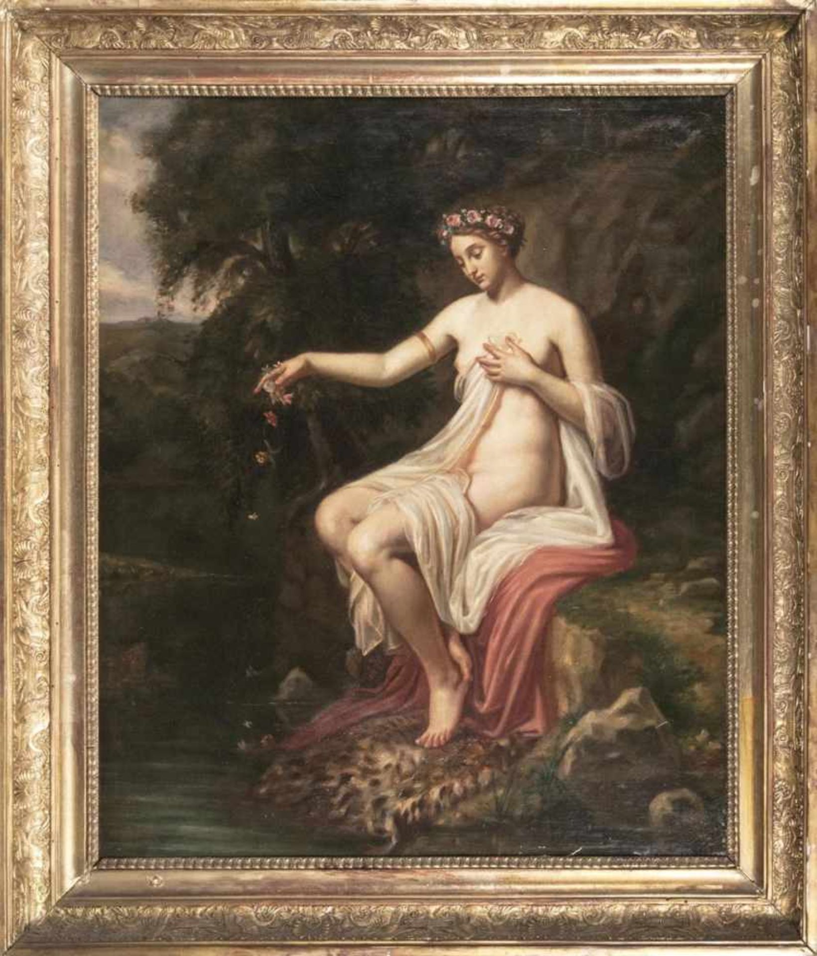 French Masteractive around 1800Nymph by a WellOil/canvas, 74 x 60 cm, relined. -Französischer - Bild 2 aus 2