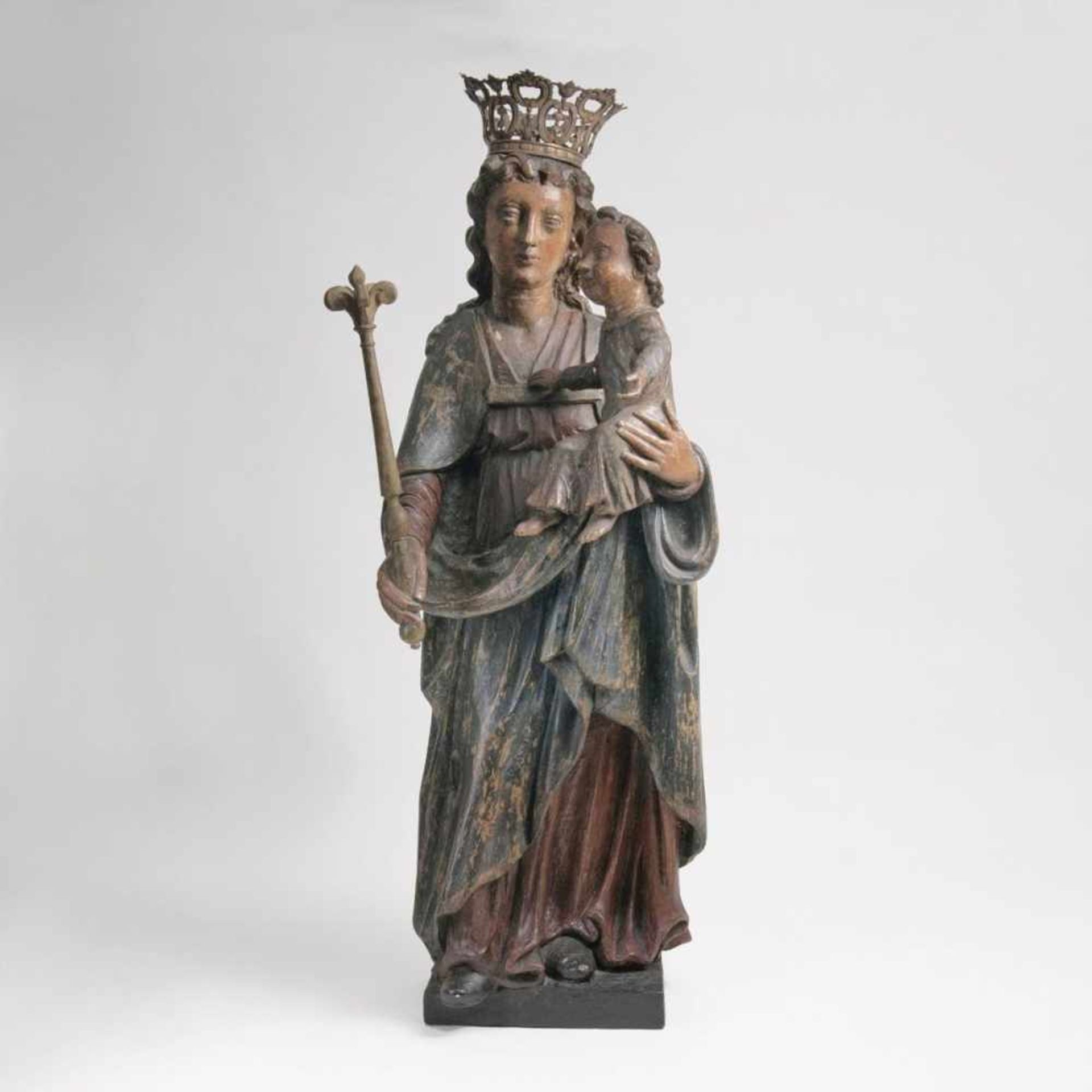 A Sculpture 'Mary with Child'Flanders, around 1700. Wood, the reverse side partially hollowed out,