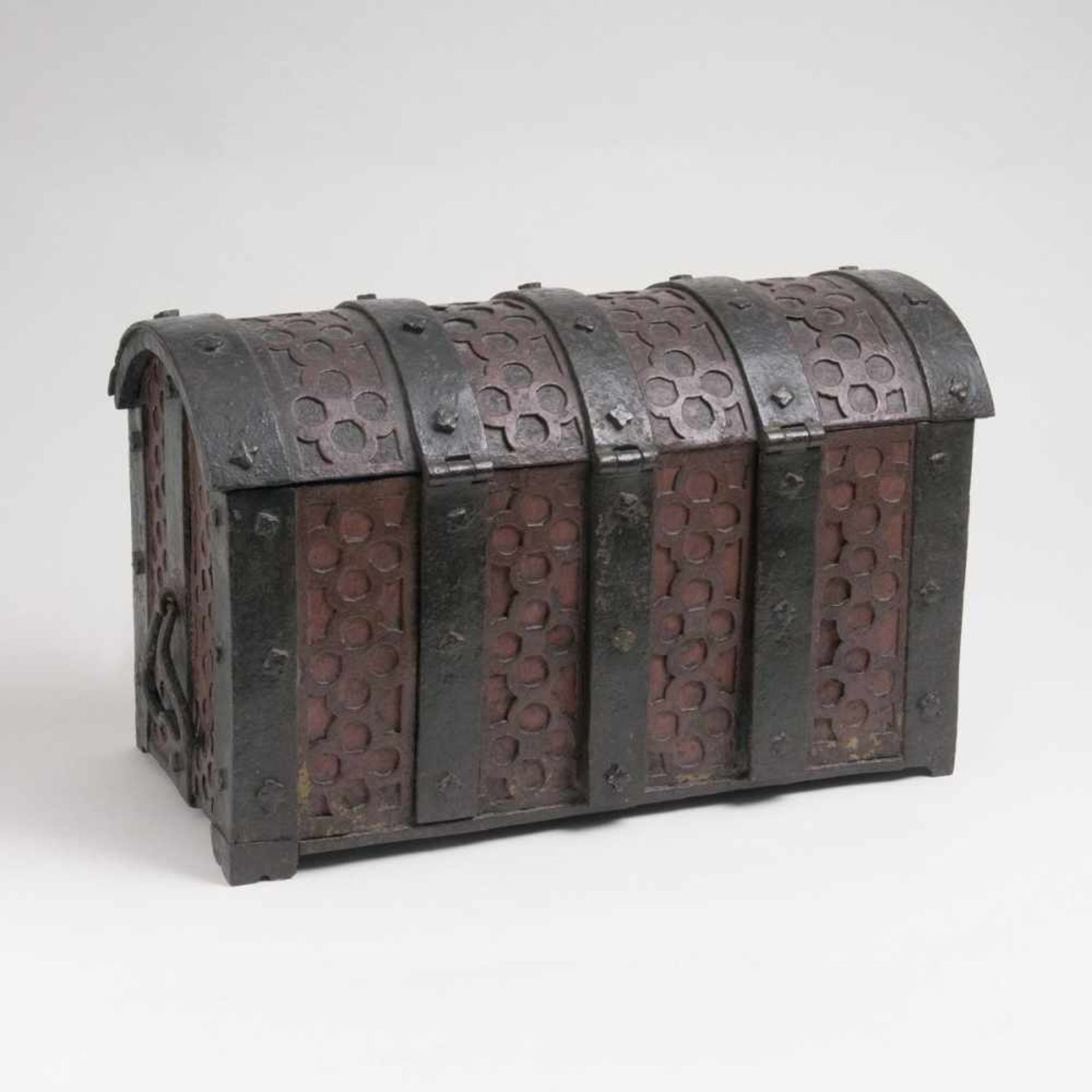 A Gothic Iron CascetFrance/Spain, 16th cent. Wrought iron, partially with red painting.