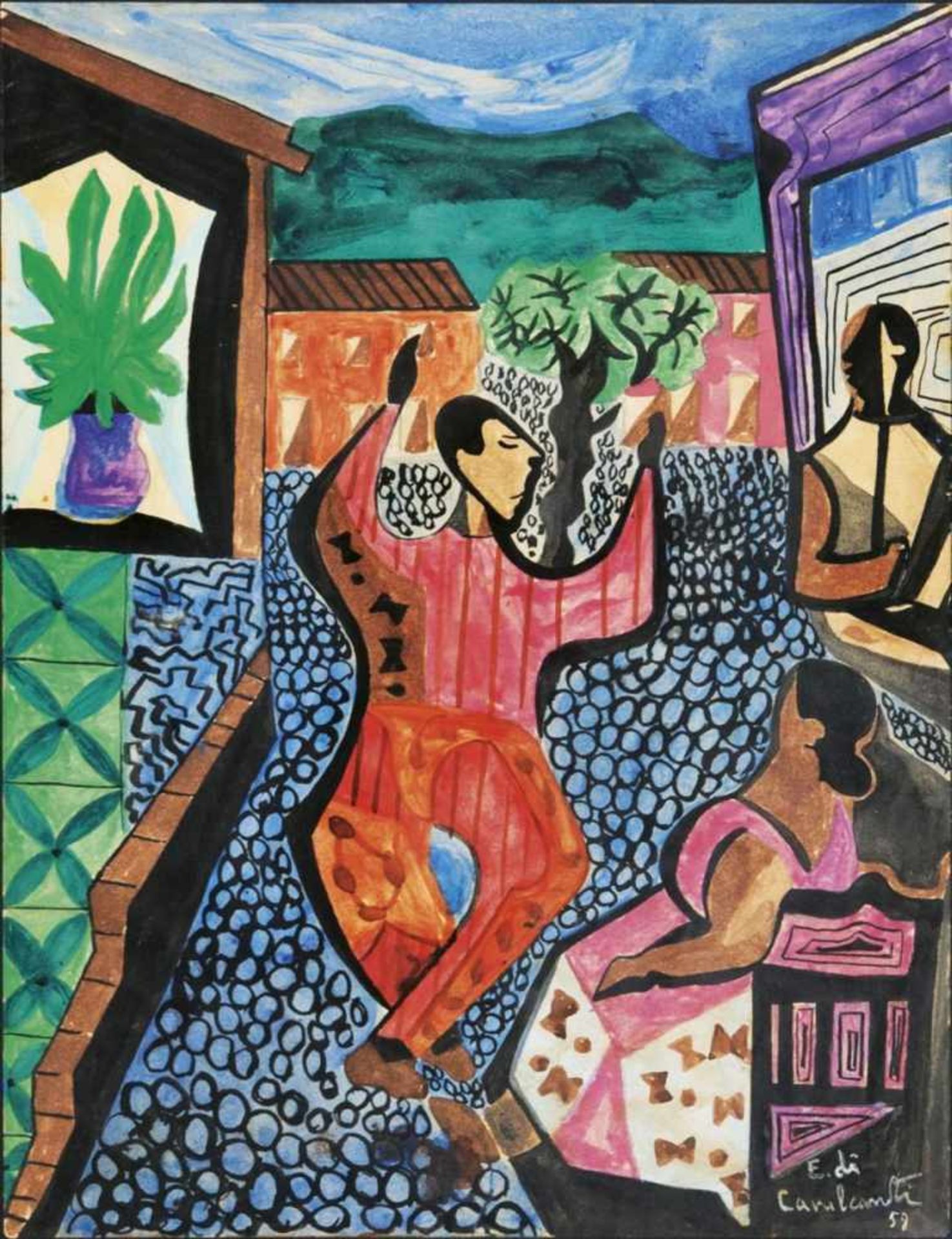 Cavalcanti, Emiliano di(Rio de Janeiro 1897 - Rio de Janeiro 1976)DancerWatercolour, 28,5 x 22 cm,