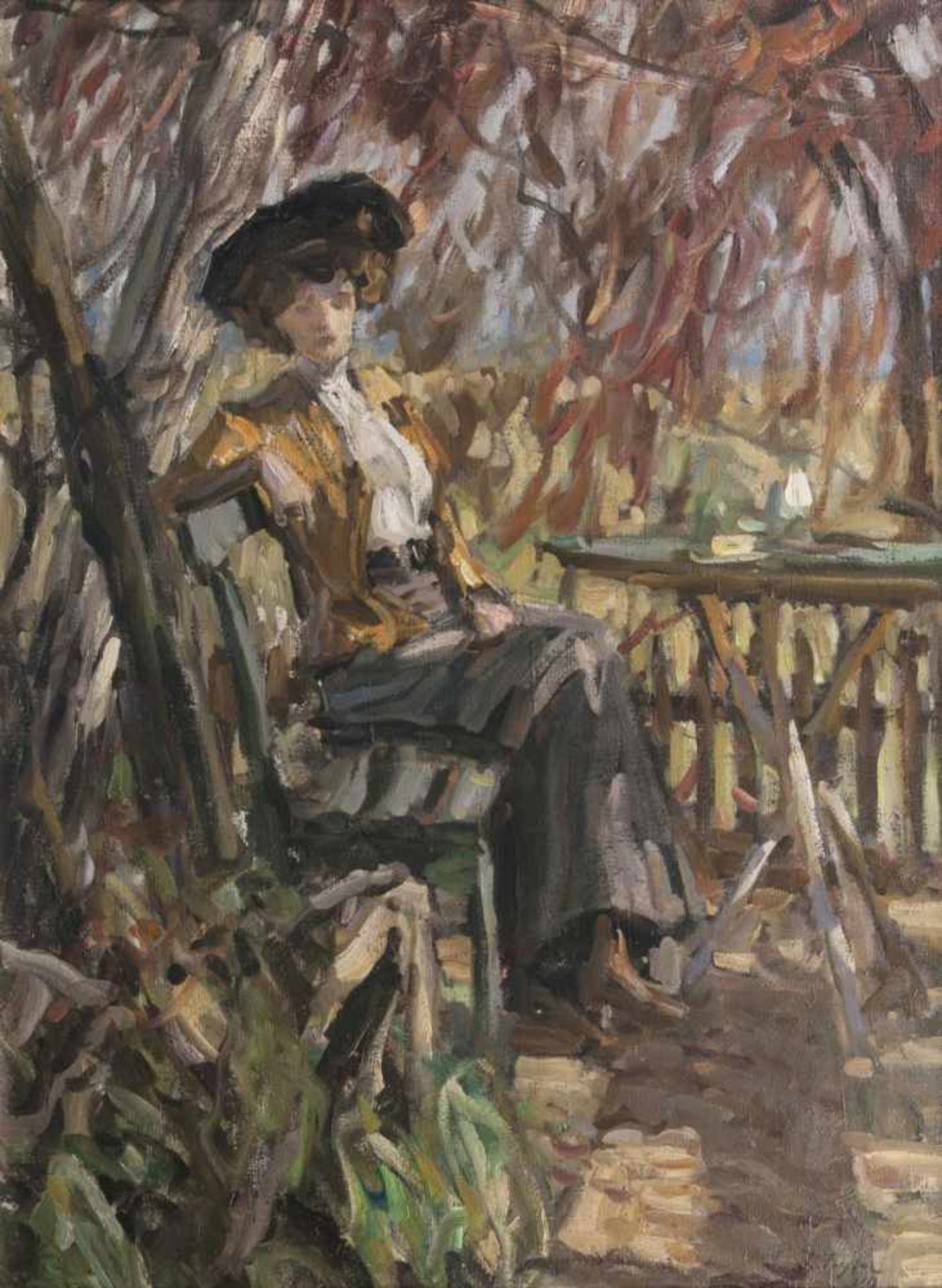 Seyler, Julius(München 1873 - München 1958)Lady in a GardenOil/canvas, 9,,5 x 70 cm, lo. ri. sign.