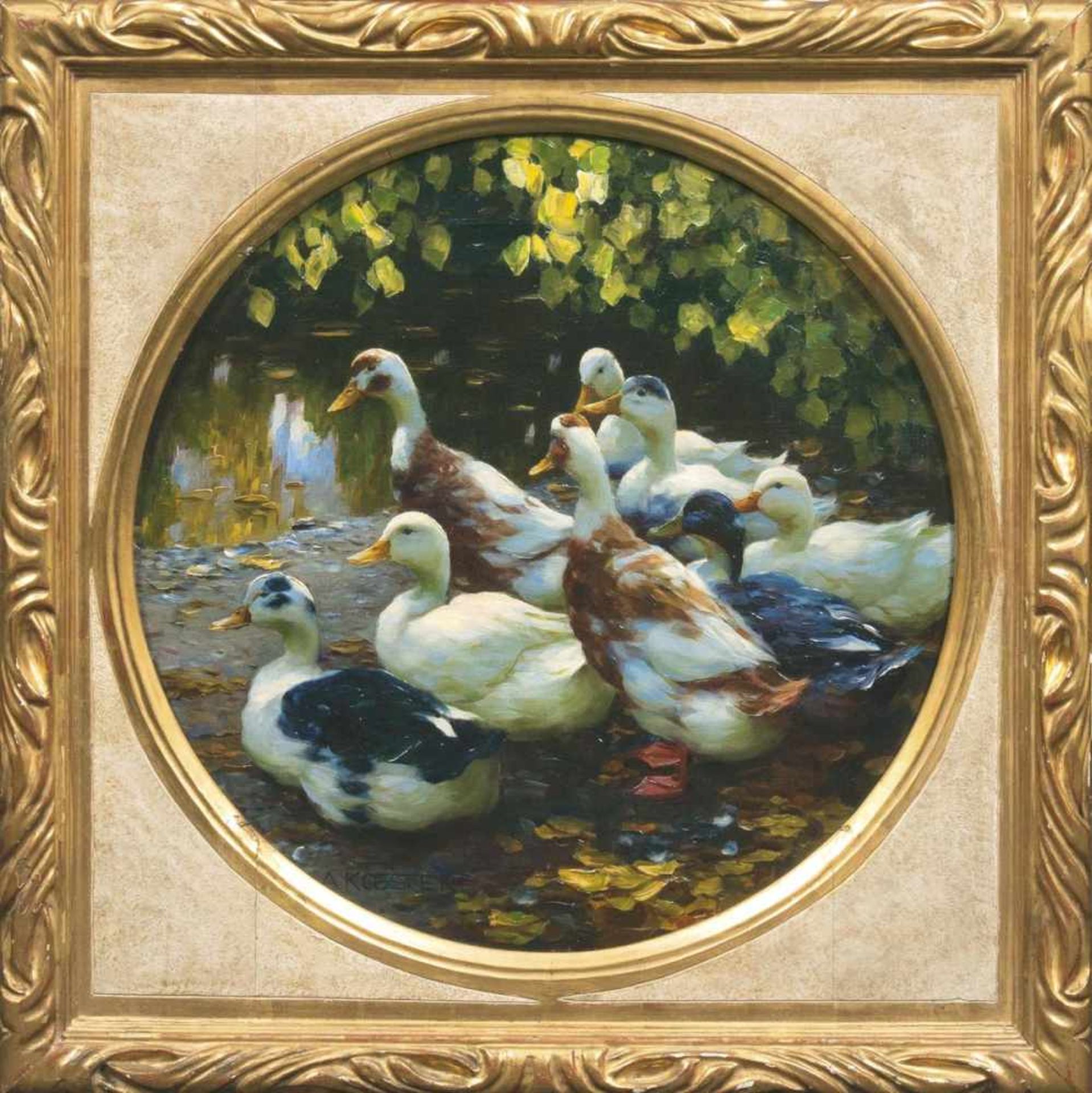 Koester, Alexander(Bergneustadt 1864 - München 1932)Eight DucksOil/canvas, 56 x 56 cm, lo. le. sign.