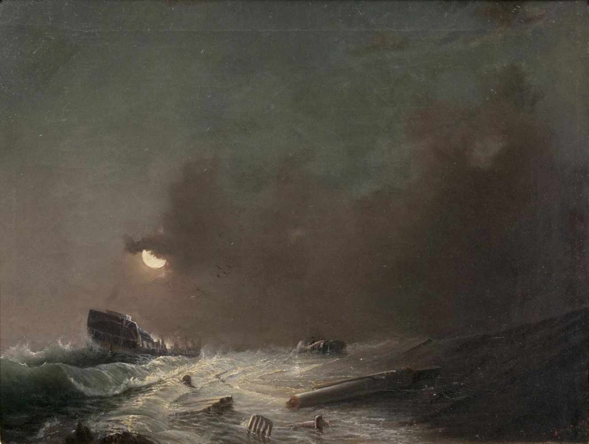 Aiwasowskij, Iwan K.(Feodosia 1817 - St. Petersburg 1900), schoolMoonlit Coast after the Storm2nd