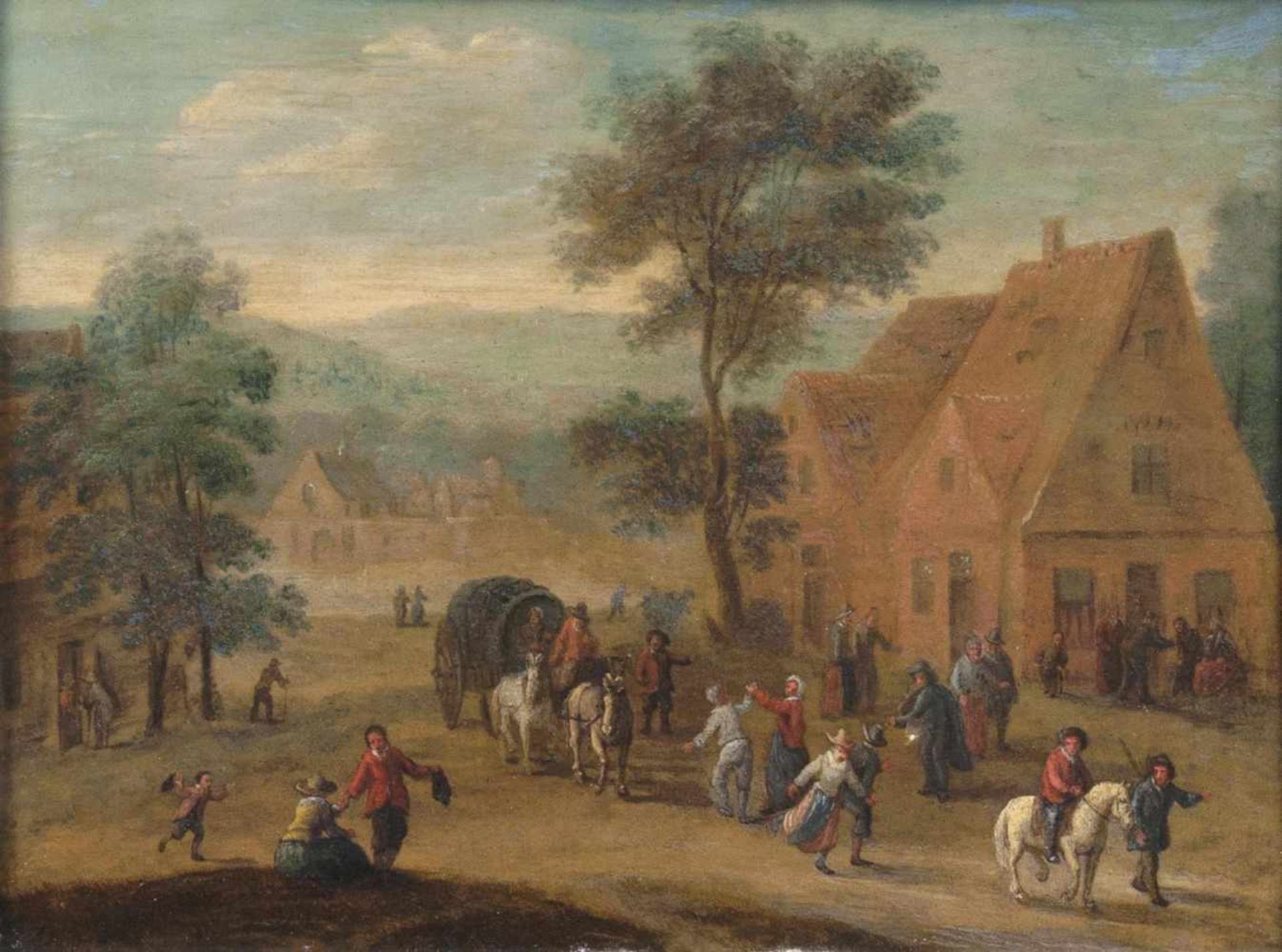 Govaerts, Abraham(Antwerpen 1589 - Antwerpen 1626), attr.Busy VillageOil/copper/wood, 21,5 x 27