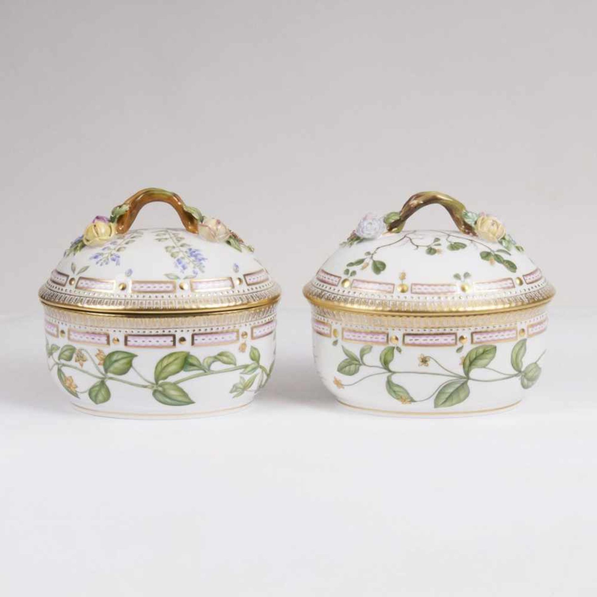 A Pair of Flora Danica Lidded Boxes of ChocolateRoyal Copenhagen, around 1970 and early 1990s.