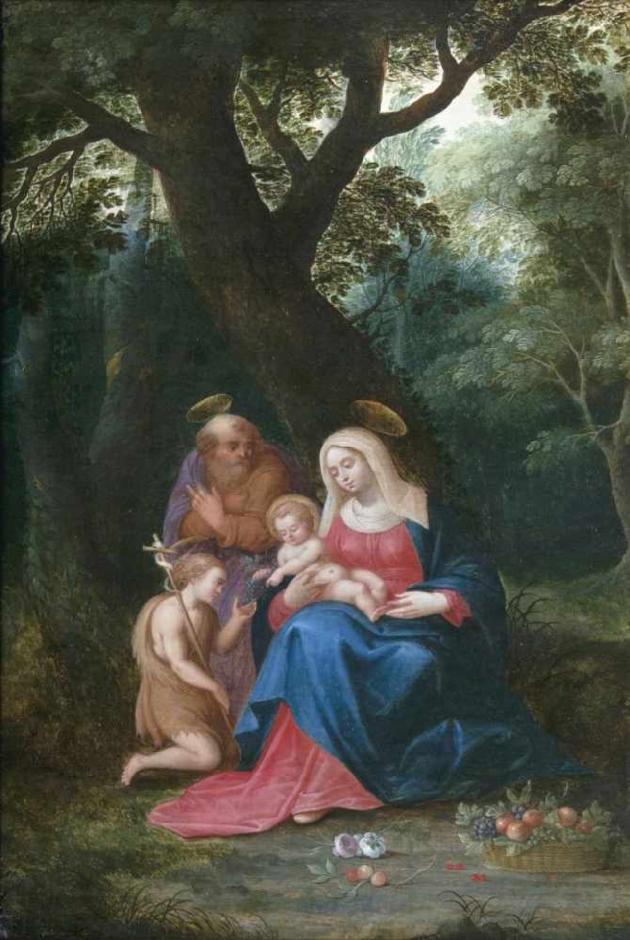 Stalbemt, Adriaen van(Antwerpen 1580 - Antwerpen 1662)The Holy Family with the Infant St. JohnOil/