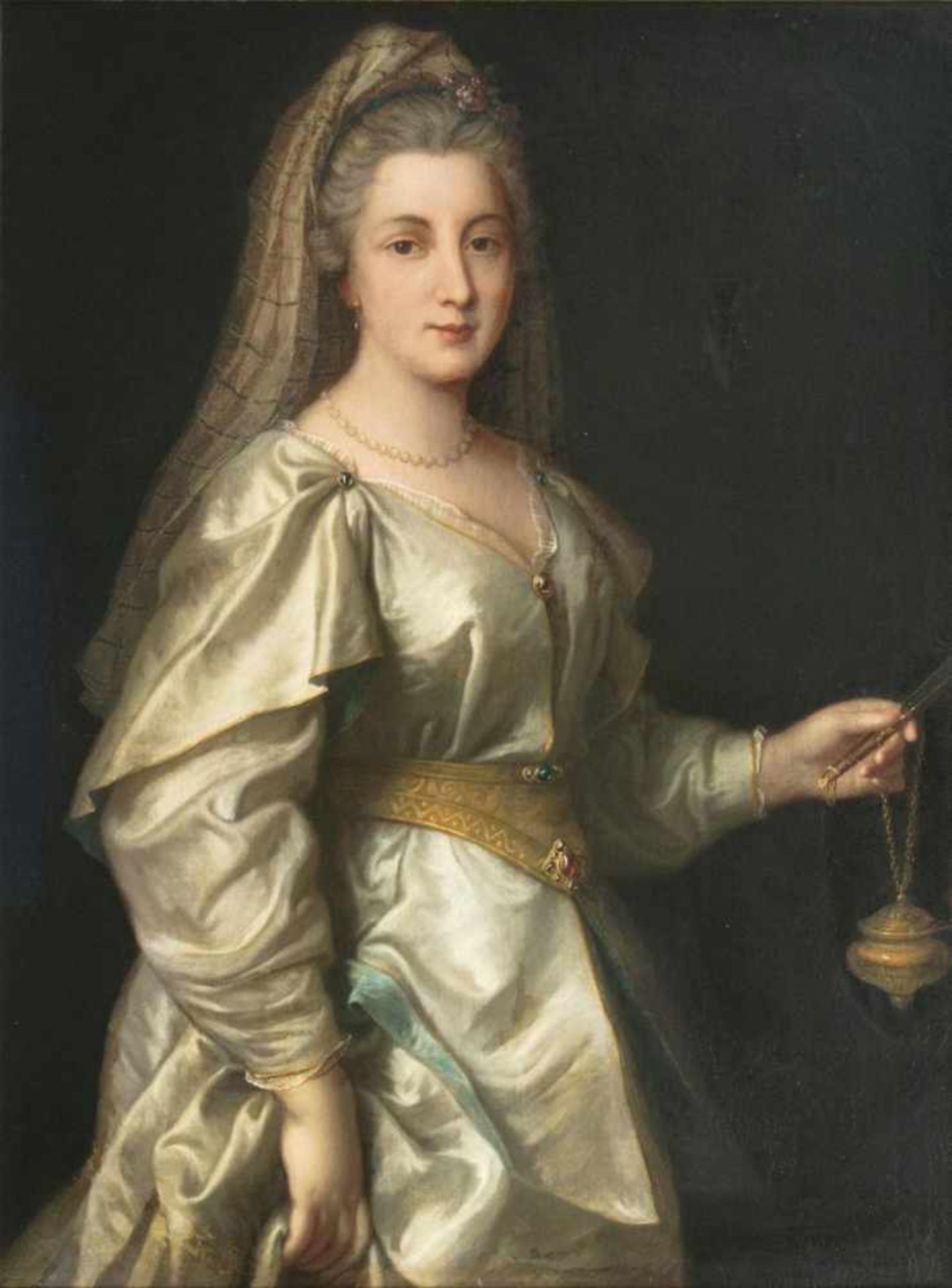 Roslin, Alexander(Malmö 1718 - Paris 1793), attr.Lady with Fan and LampOil/canvas, 107 x 80 cm,