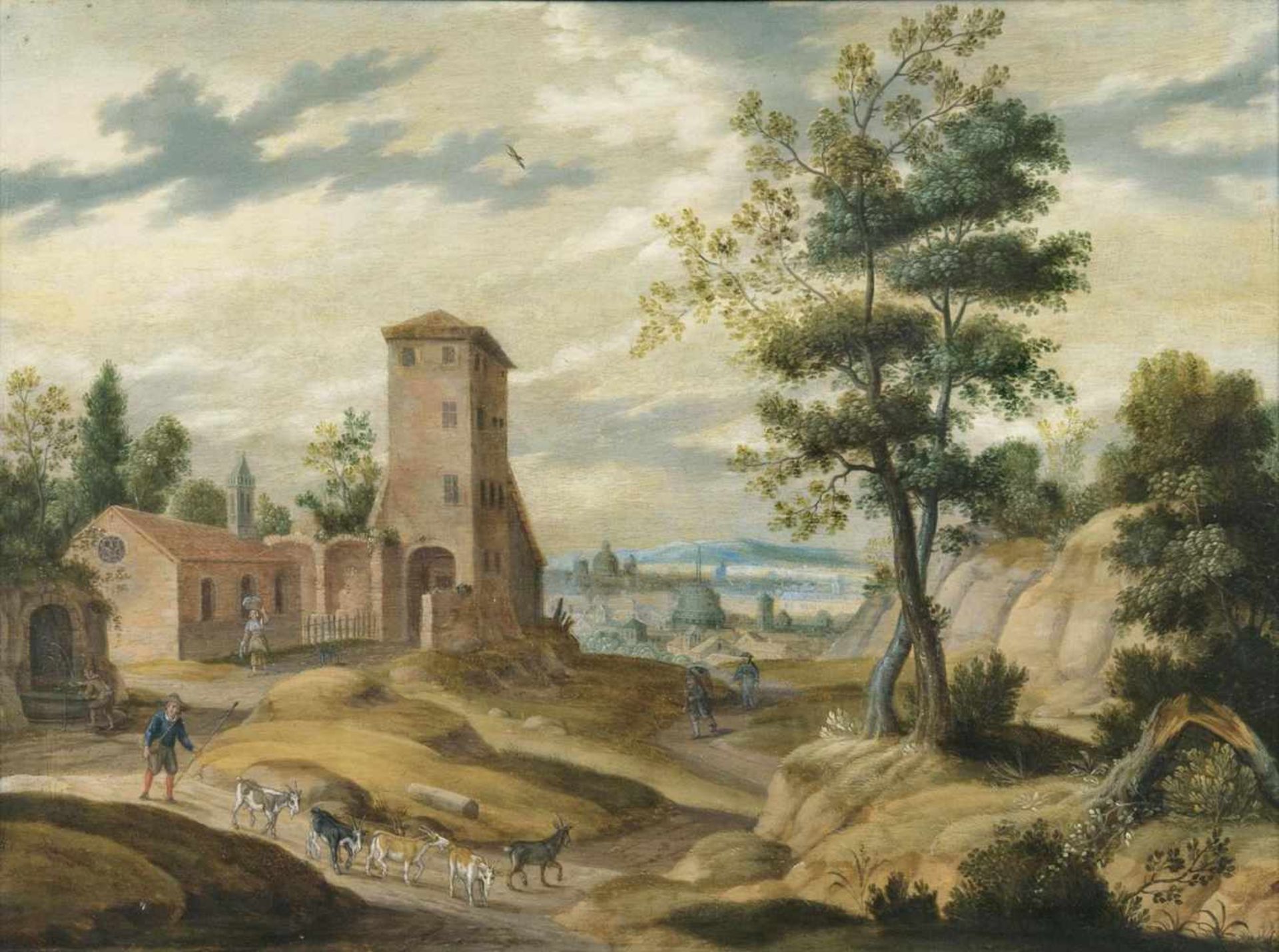 Oosten, Izaac van(Antwerpen 1613 - Antwerpen 1661)View of RomeOil/wood, 34 x 46 cm. - The castle