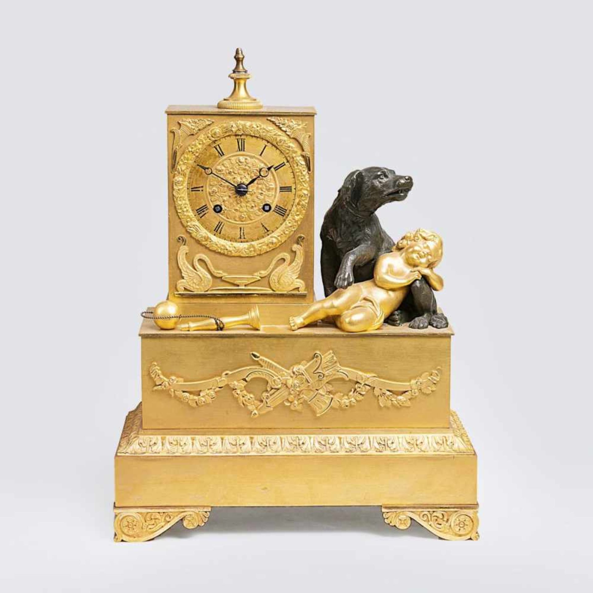 Leroux à Parislate 18/early 19th cent.An Empire Pendule 'Sleeping Putto' as Allegory of Loyalty'