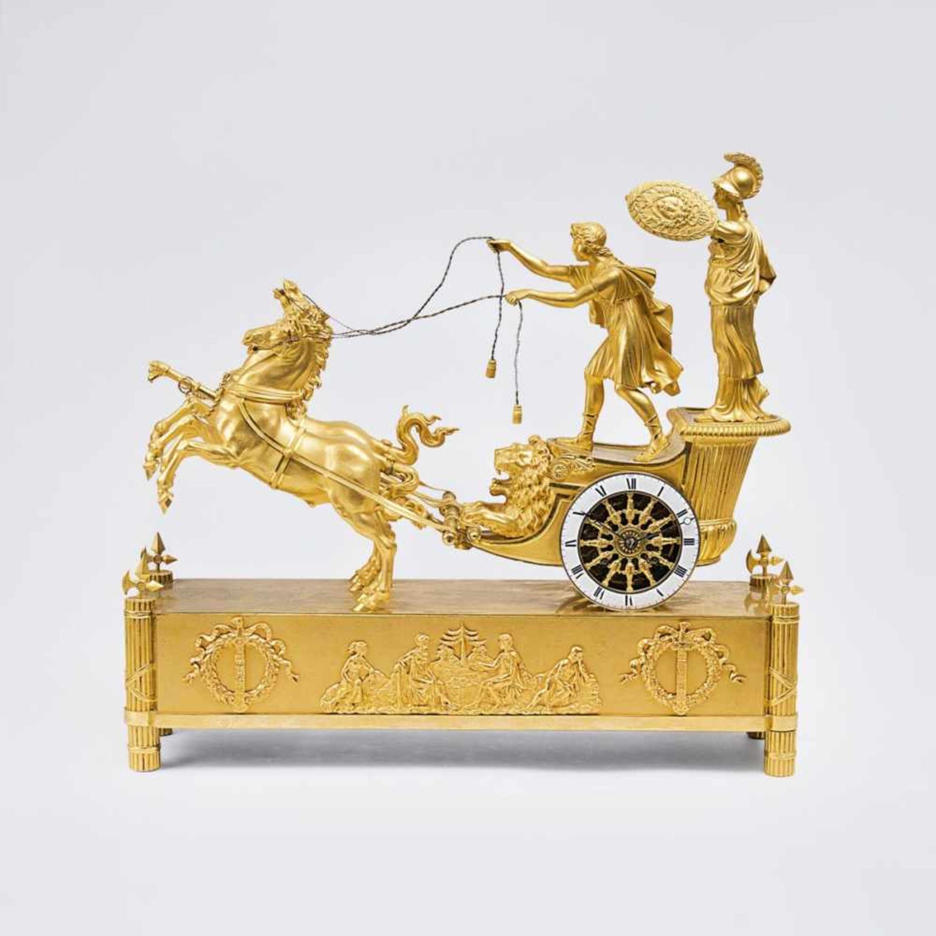 Reiche, Jean-AndréBronzier, Paris, active 1752-1817, attr.An opulent Empire Pendule 'Chariot of