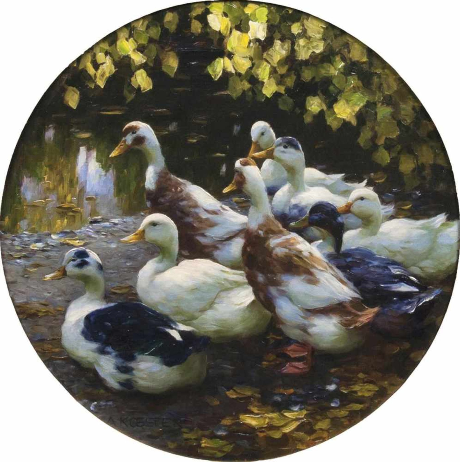 Koester, Alexander(Bergneustadt 1864 - München 1932)Eight DucksOil/canvas, 56 x 56 cm, lo. le. sign. - Bild 2 aus 2
