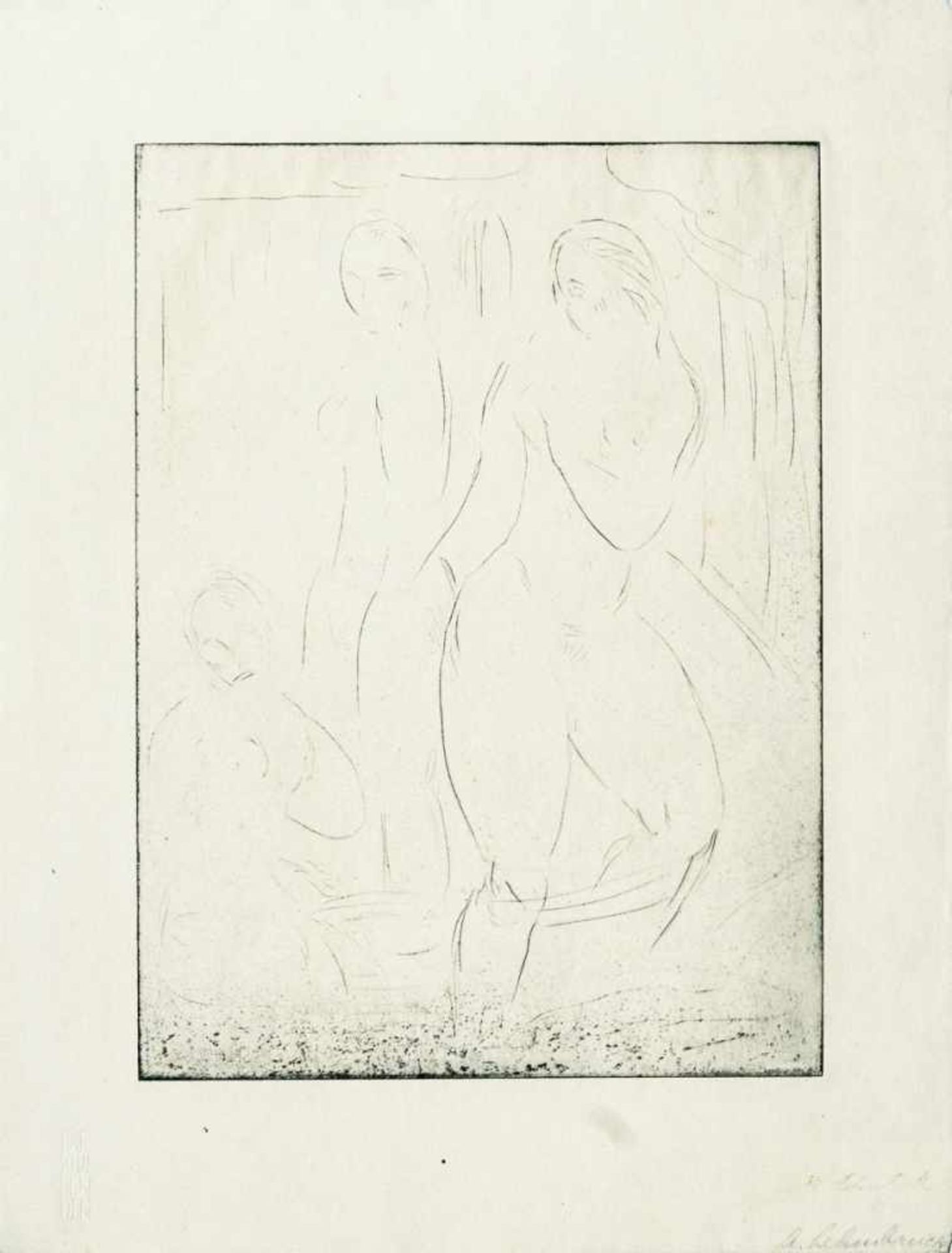 Lehmbruck, Wilhelm(Meiderich 1881 - Berlin 1919)Three female NudesDrypoint, 31 x 22,5 cm, lo. ri.