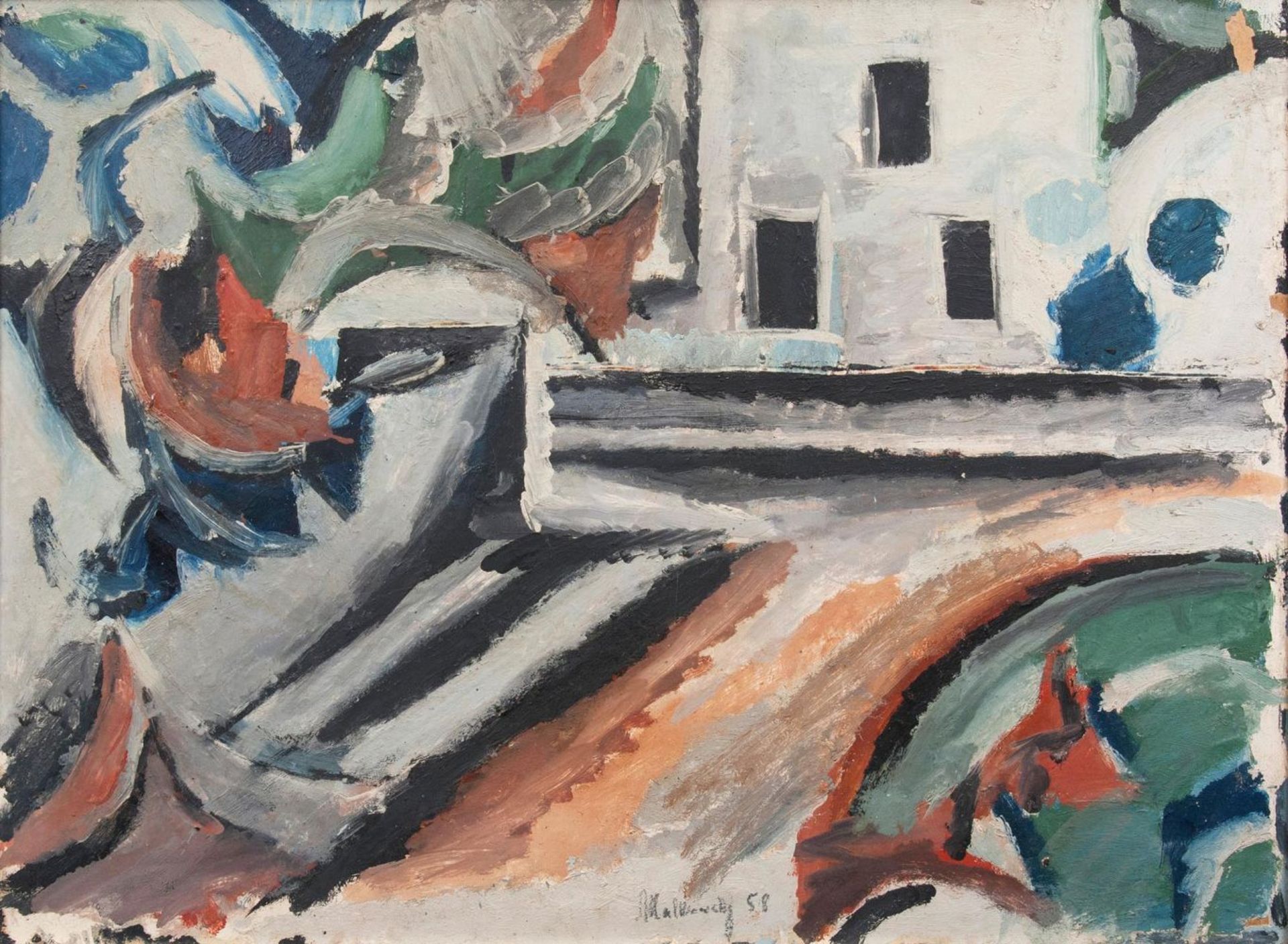 Heiner Malkowsky(Rosenberg 1920 - Hannover 1989)Haus im ParkÖl/Hartfaser, 63,5 x 88 cm, r. u.