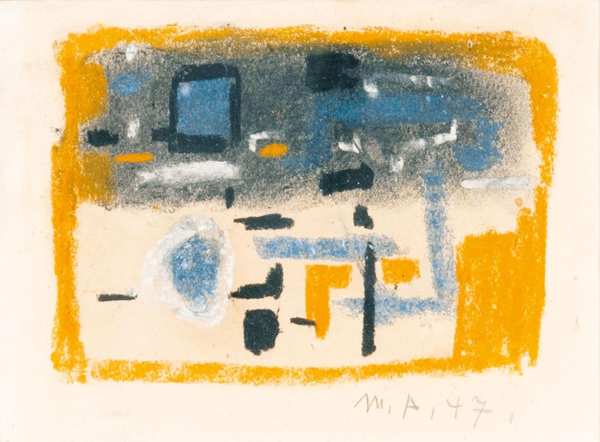 Max Ackermann(Berlin 1887 - Unterlengenhardt 1975)Komposition in Orange und GrauPastell, 11 x 15 cm,