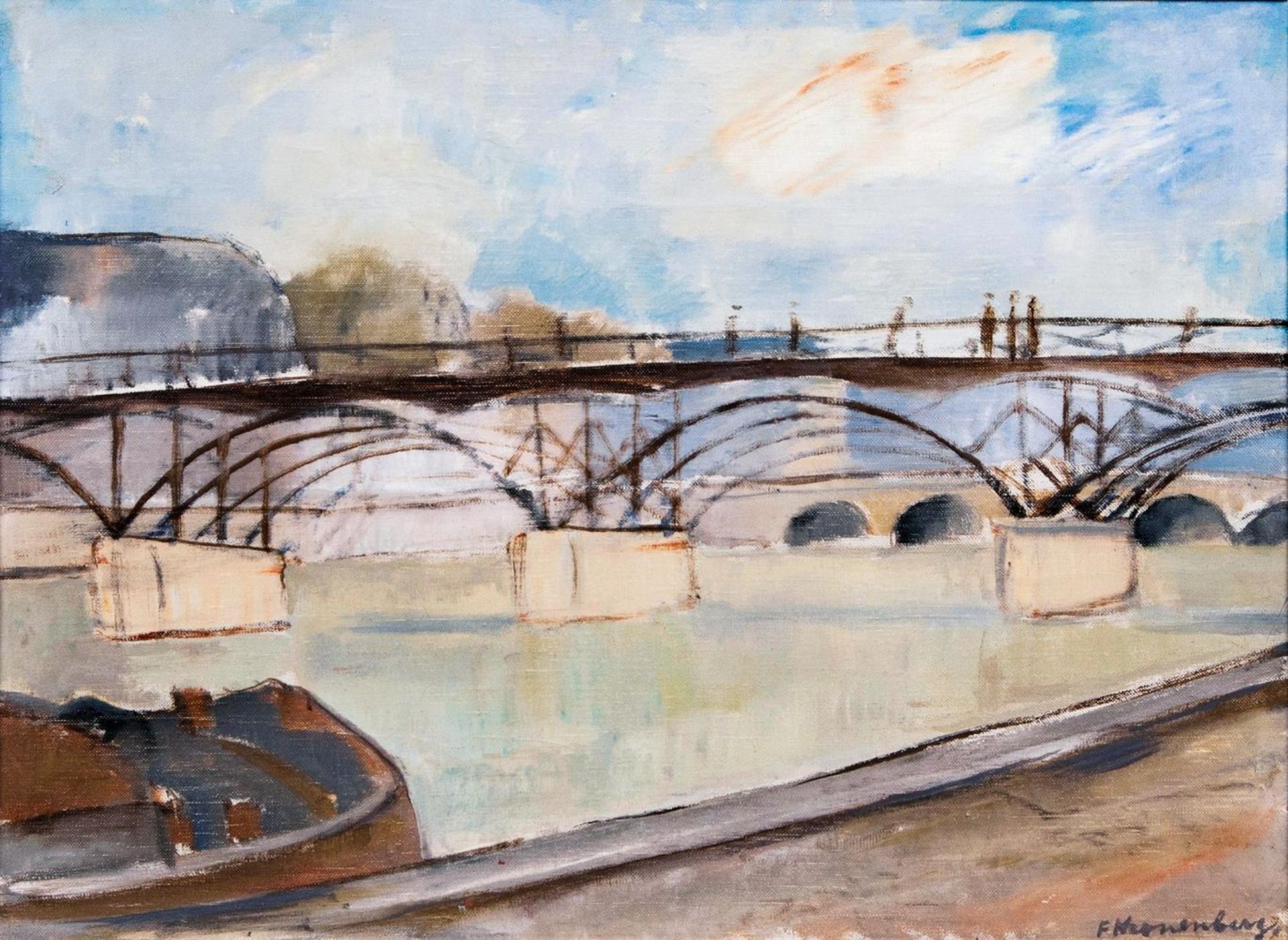 Fritz Kronenberg(Köln 1901 - Hamburg 1960)Brücke über die SeineÖl/Lw., 46 x 61 cm, r. u. sign. F.