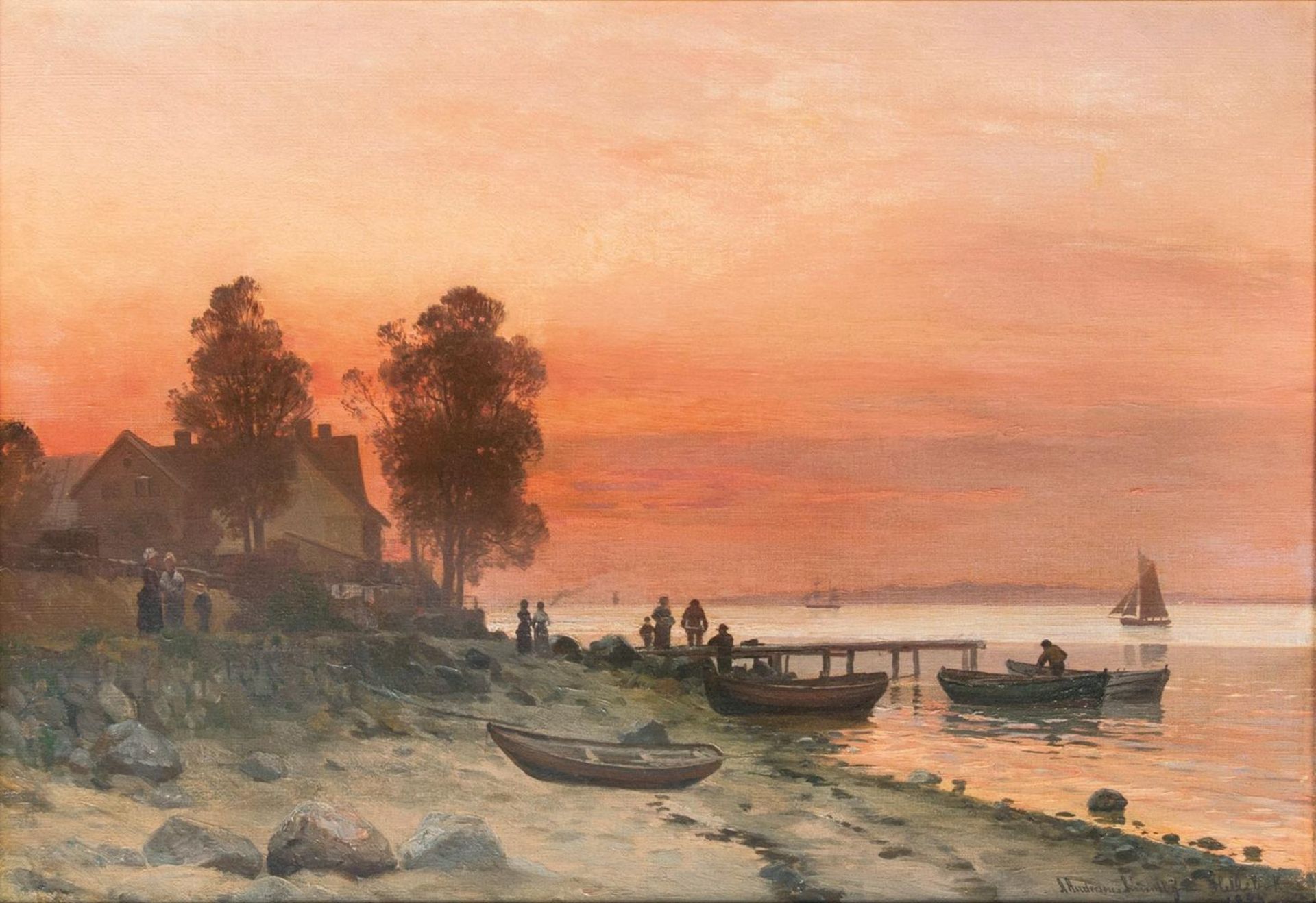 Anders Andersen-Lundby(Lundby 1841 - München 1923)Abend am Strand von HellebaekÖl/Lw., 43,5 x 63,5