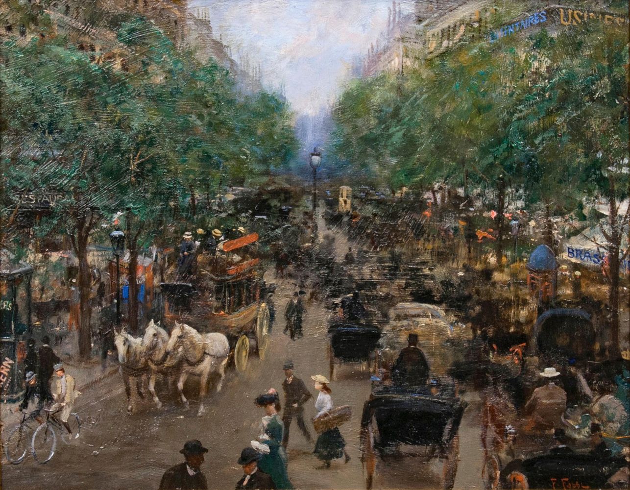 Fabio Fabbi(Bologna 1861 - Casalecchio di Reno 1945)Boulevard in ParisÖl/Karton, 42,5 x 51,5 cm,