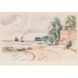 Ivo Hauptmann(Erkner 1886 - Hamburg 1973)Am Elbstrand bei ÖvelgönneAquarell, 31 x 45,5 cm, r. u.