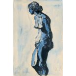 Emil Maetzel(Cuxhaven 1877 - Hamburg 1955)Blauer AktAquarellierte Tuschzeichnung, 43,5 x 28,5 cm, r.
