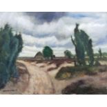 Otto Modersohn(Soest 1865 - Fischerhude 1943)Heide mit SchafstallÖl/Lw., 65,5 x 74,5 cm, l. u. sign.