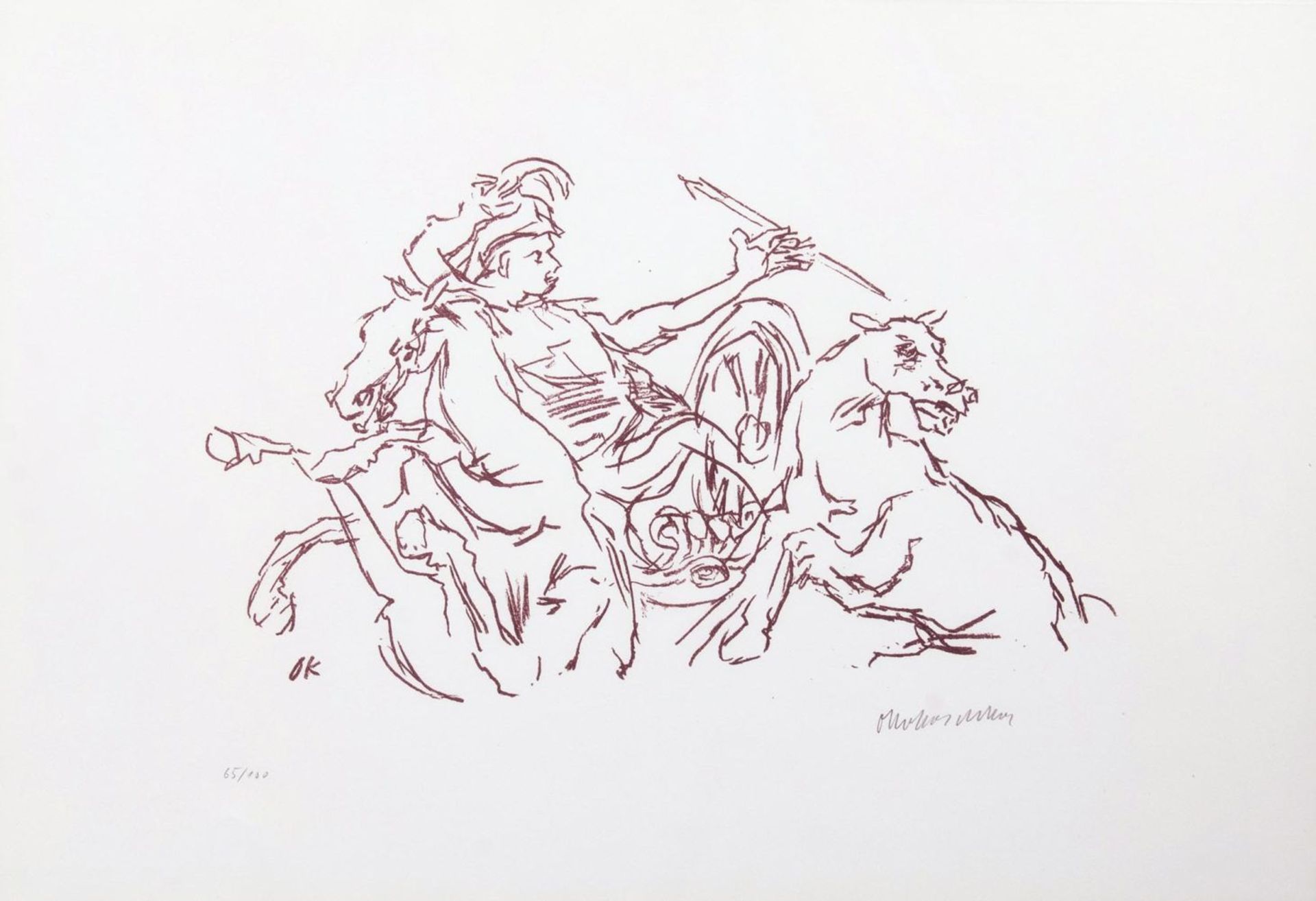 Oskar Kokoschka(Pöchlarn 1886 - Montreux 1980)StreitwagenLithographie, 38 x 56 cm, r. u. mit