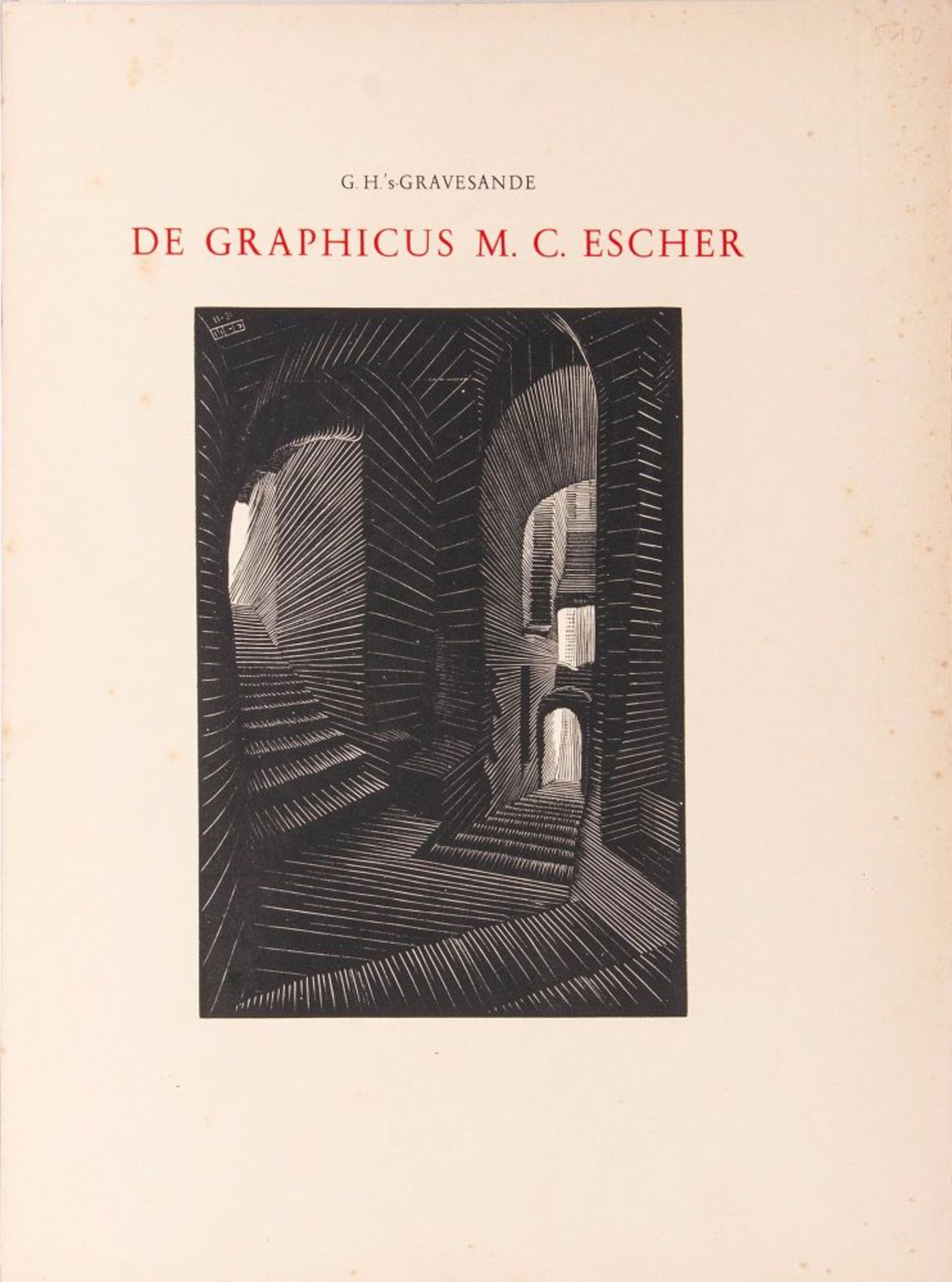 Maurits Cornelis Escher(Leeuwarden 1898 - Hilversum 1972)Vier Holzschnitte und eine VisitenkarteVier - Bild 3 aus 4
