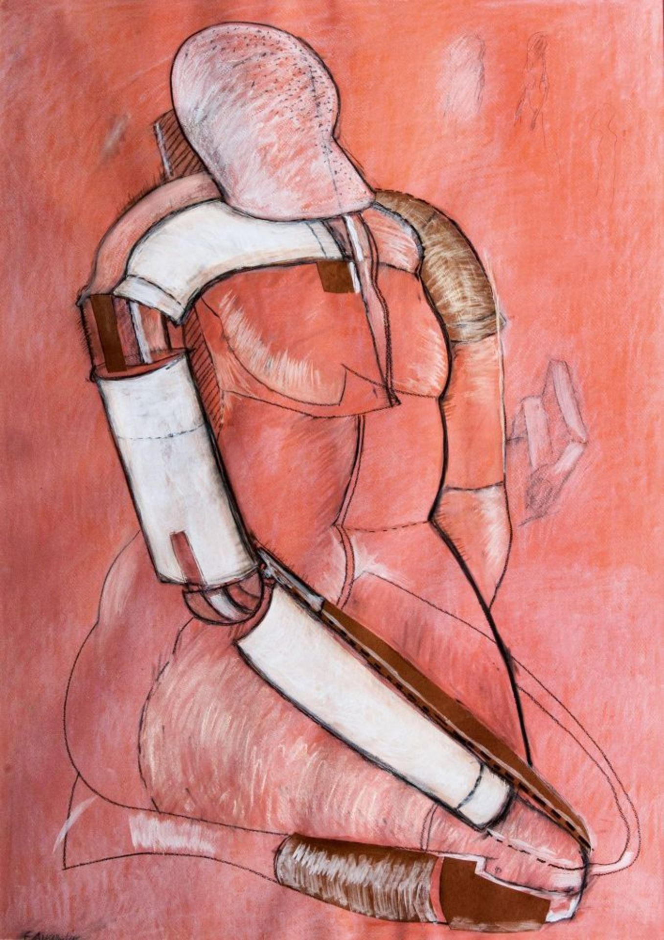 Edgar Augustin(Recklinghausen 1936 - Hamburg 1996)Knieende FigurMischtechnik, 98 x 68 cm, l. u.