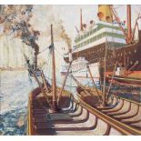 Heinrich Kuch(Nürnberg 1893 - Nürnberg 1976)Im HafenGouache, 24,5 x 26,5 cm. - Vielseitiger