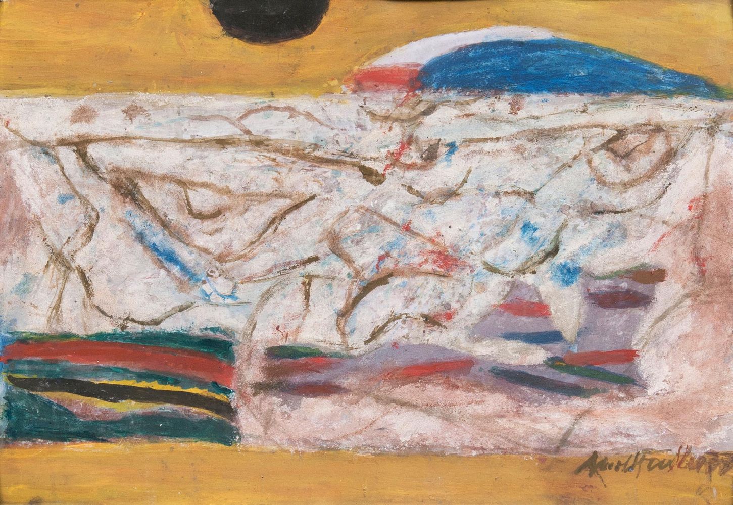 Arnold Fiedler(Hamburg 1900 - Hamburg 1985)MondlandschaftTempera/Papier, 33 x 47,5 cm, r. u. sign.