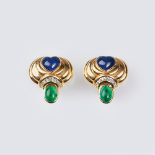 Paar Saphir-Smaragd-Ohrringe