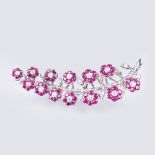 Vintage Rubin-Brillant-Brosche mit beweglichen Blüten