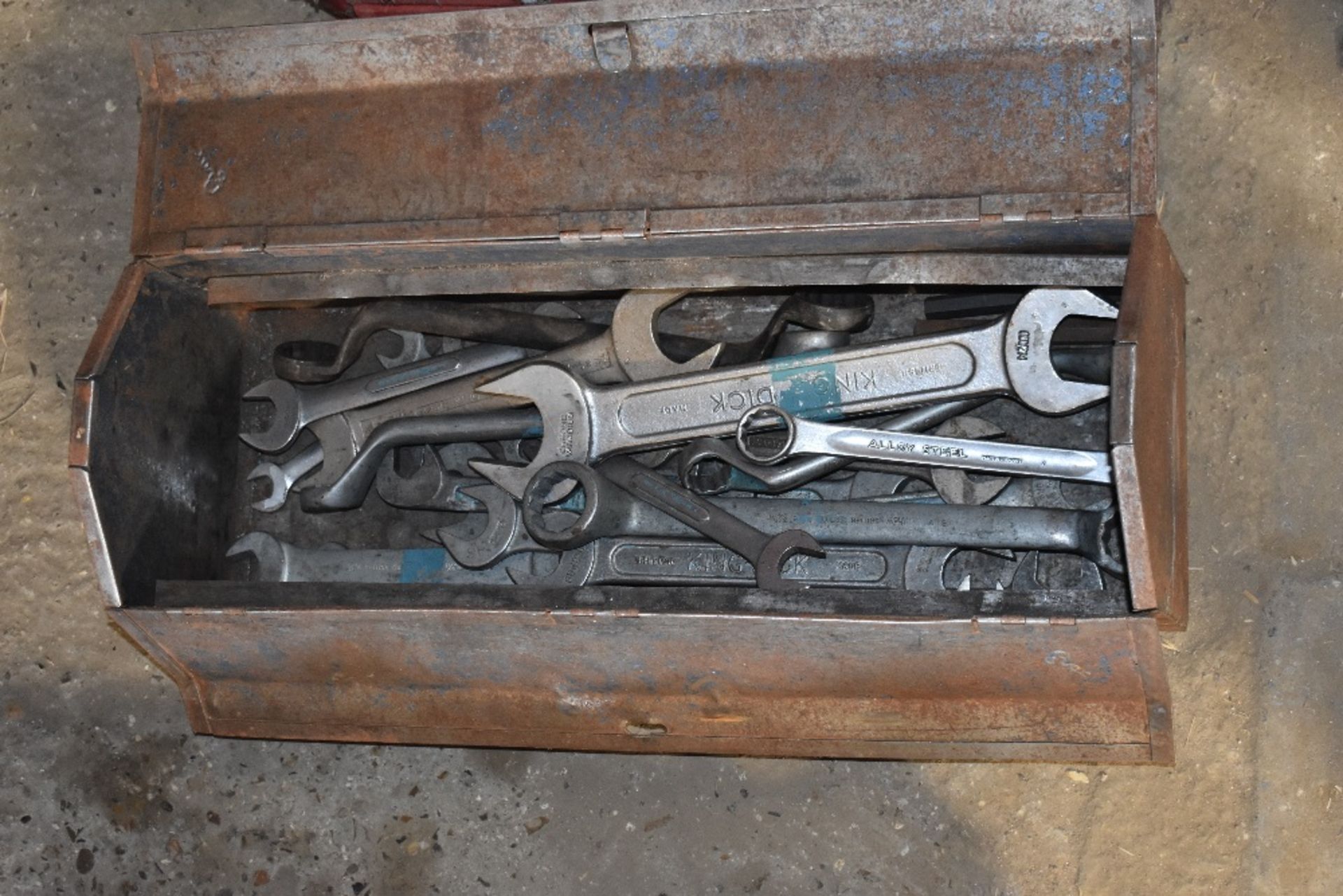 4 Tool Box c/w Rug Spanners & king Dick Spanners