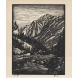 PAUL LANDACRE - Old Grayback, San Bernadino Mountains - Wood engraving
