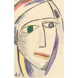 ALEXEJ VON JAWLENSKY - Abstrakter Kopf - Watercolor and pen and ink on paper