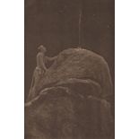 EDWARD S. CURTIS - The Signal Fire - Original vintage sepia toned photogravure