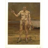 LUCIAN FREUD - Painter Working, Reflection - Color offset lithograph