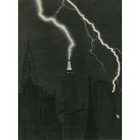 K. WINFIELD NEY - Lightning over New York City - Original vintage photogravure