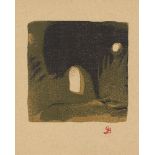 GUSTAVE BAUMANN - Cave Interior, Frijoles Canyon - Original color woodcut