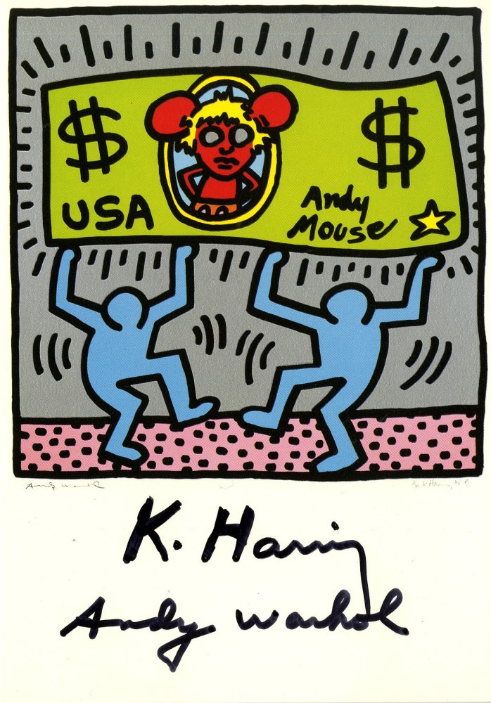 ANDY WARHOL & KEITH HARING - Andy Mouse II, Homage to Warhol - Color offset lithograph