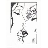 MILO MANARA - The Kiss - Marker drawing on paper