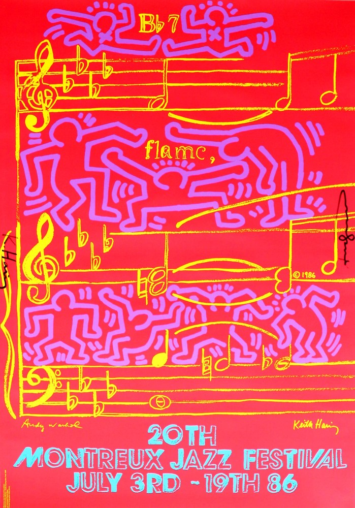 ANDY WARHOL & KEITH HARING - 20th Montreux Jazz Festival - Original color silkscreen