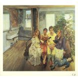 LUCIAN FREUD - Large Interior W11 (after Watteau) - Color offset lithograph