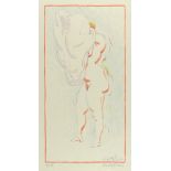 RUDOLF BAUER - Nude Dressing - Color lithograph