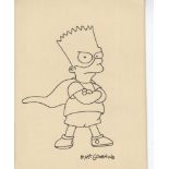 MATT GROENING - Super Bart Simpson - Original marker drawing on paper